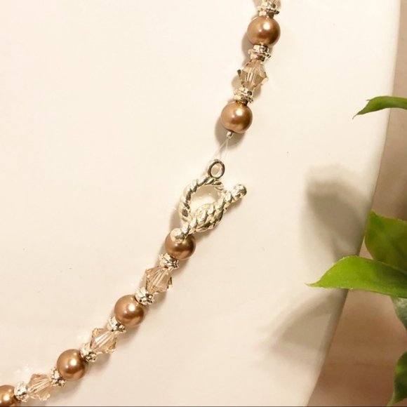 Swarovski Brown Crystal & Pearl Beaded Necklace - Picture 3 of 4